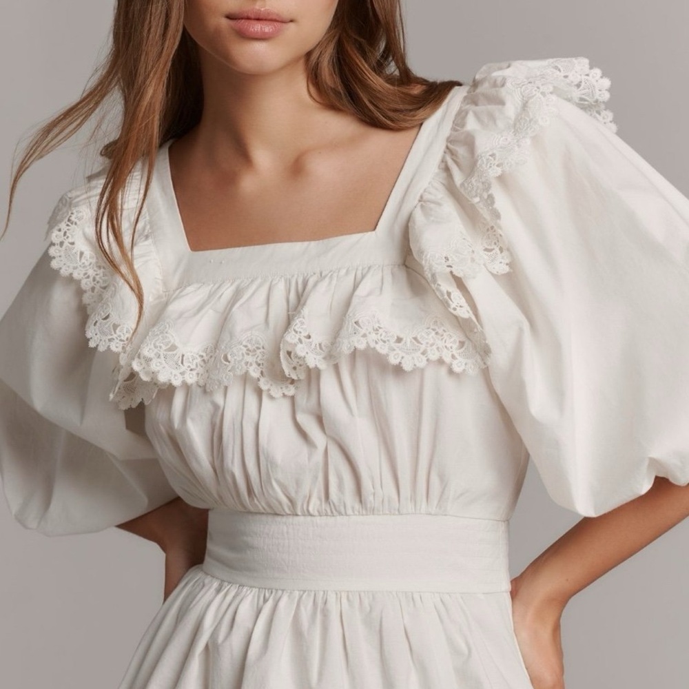 NWT Maeve White Eyelet Blouse from Anthropologie, Size Small